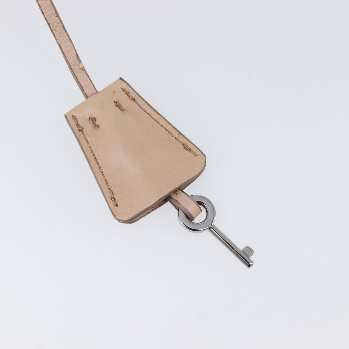 PRADA Shoulder Bag Leather Beige Silver Auth ep16017
