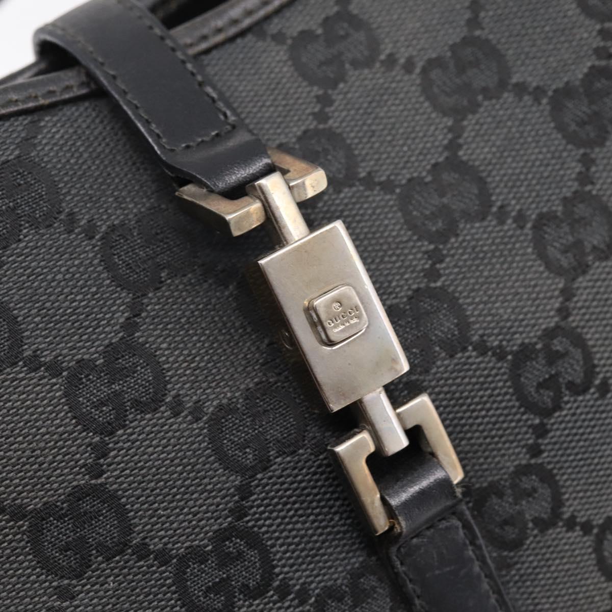 GUCCI GG Canvas Jackie Hand Bag Black Silver 002 1068 2404 Auth ep16019