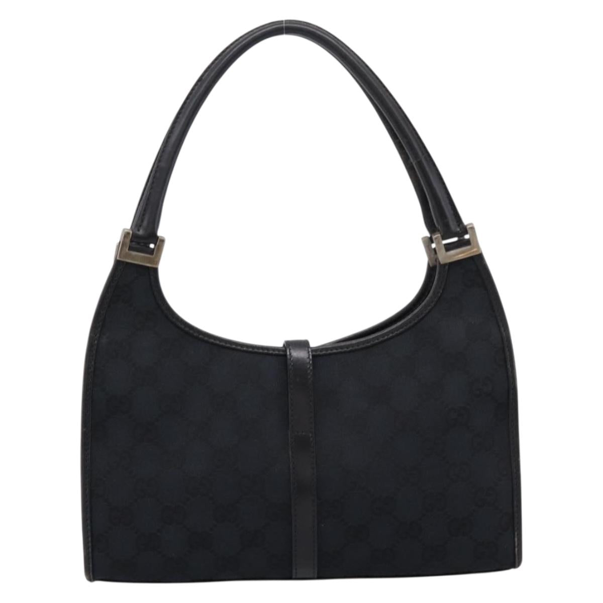 GUCCI GG Canvas Jackie Hand Bag Black Silver 002 1068 2404 Auth ep16019