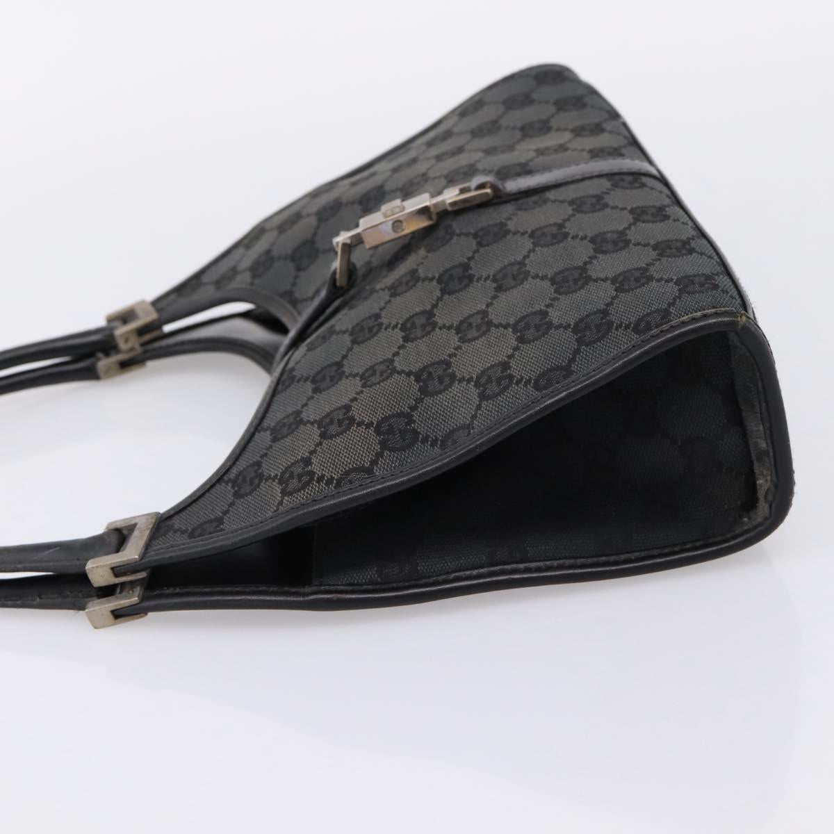GUCCI GG Canvas Jackie Hand Bag Black Silver 002 1068 2404 Auth ep16019