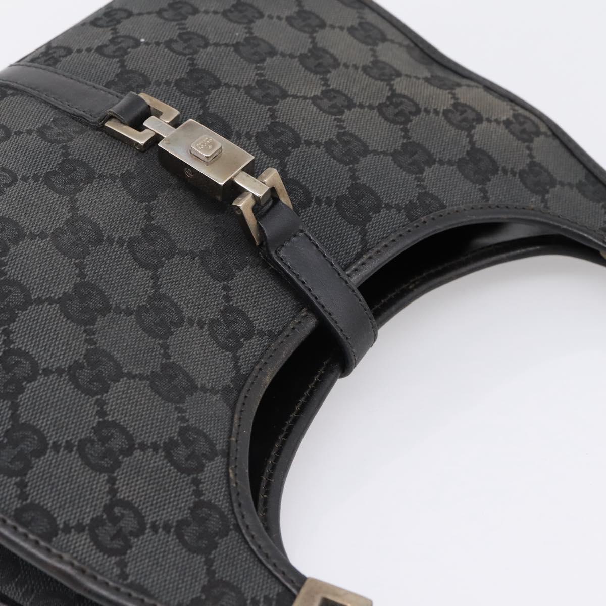 GUCCI GG Canvas Jackie Hand Bag Black Silver 002 1068 2404 Auth ep16019