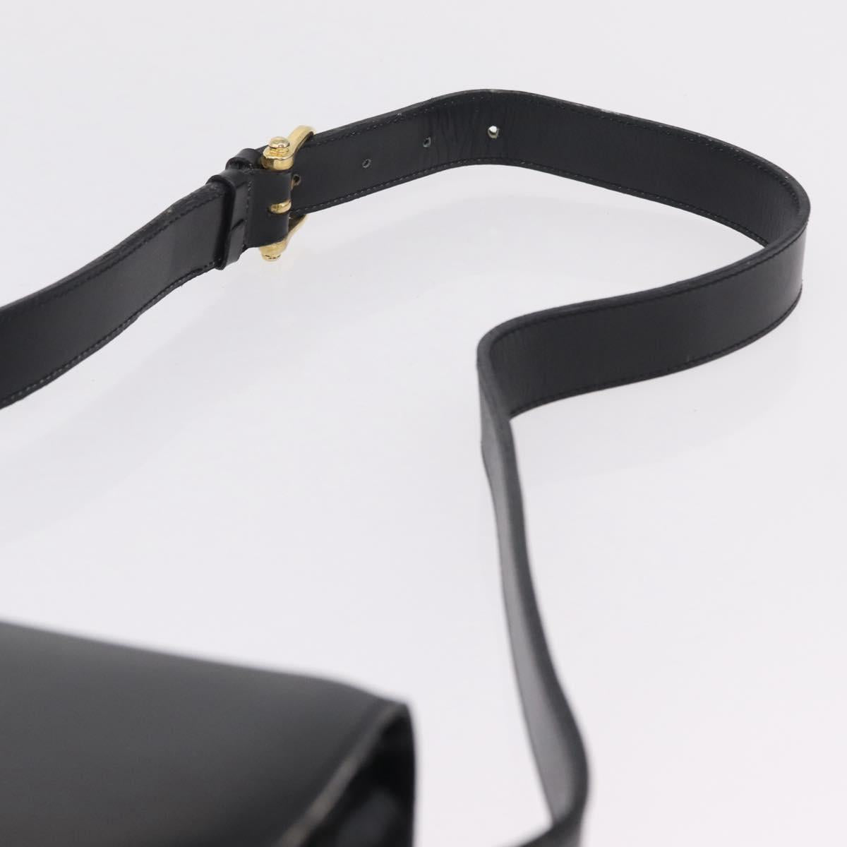 CELINE Shoulder Bag Leather Black Gold Auth ep16020A