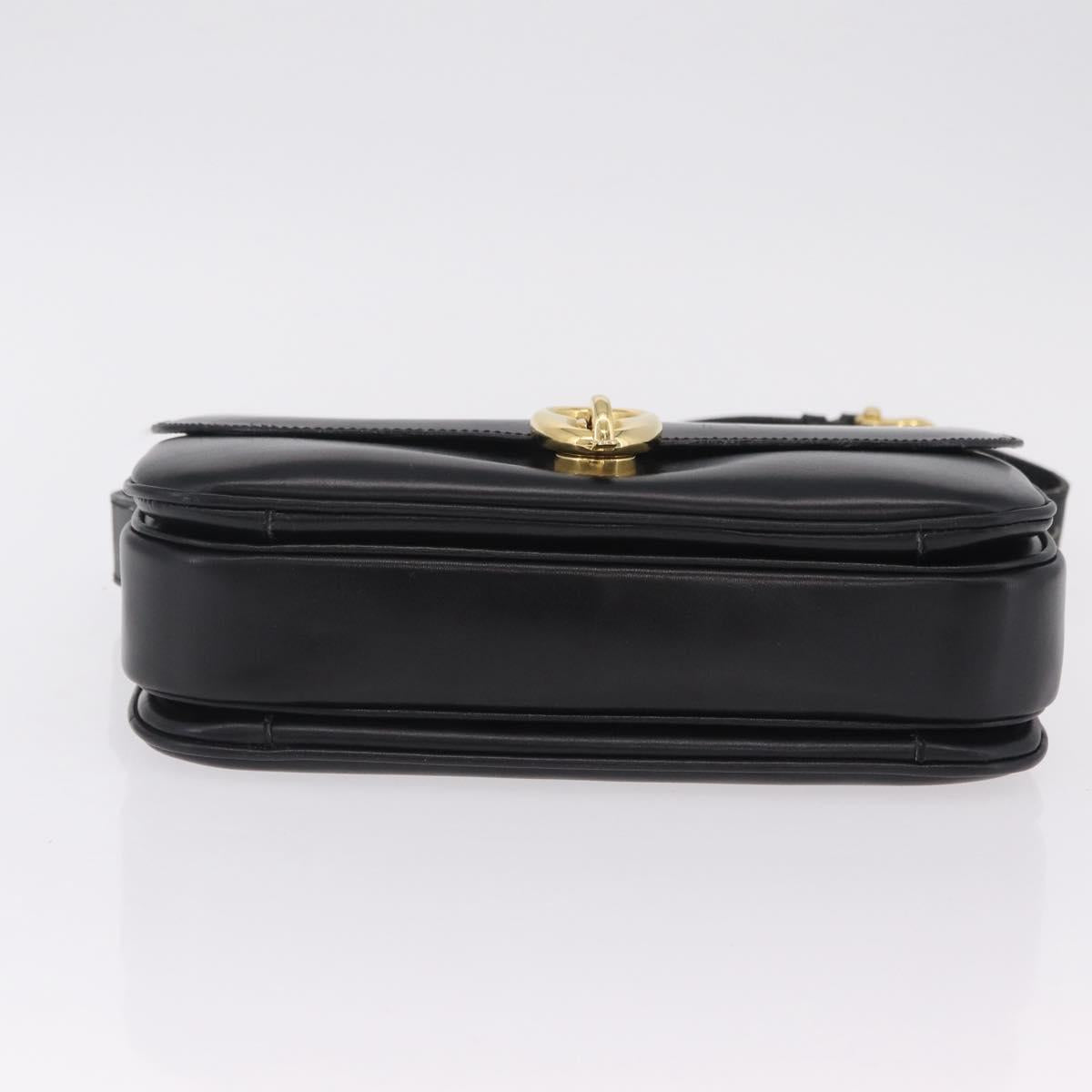 CELINE Shoulder Bag Leather Black Gold Auth ep16020A