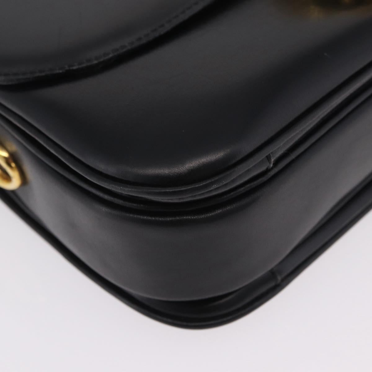 CELINE Shoulder Bag Leather Black Gold Auth ep16020A