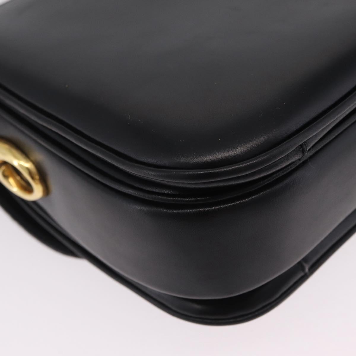 CELINE Shoulder Bag Leather Black Gold Auth ep16020A
