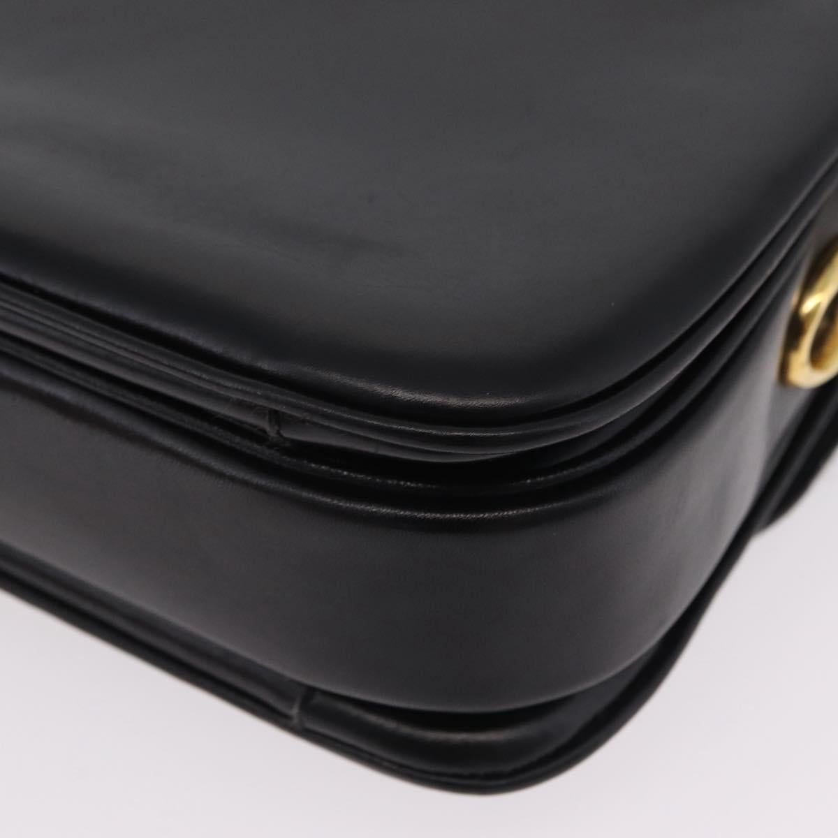 CELINE Shoulder Bag Leather Black Gold Auth ep16020A