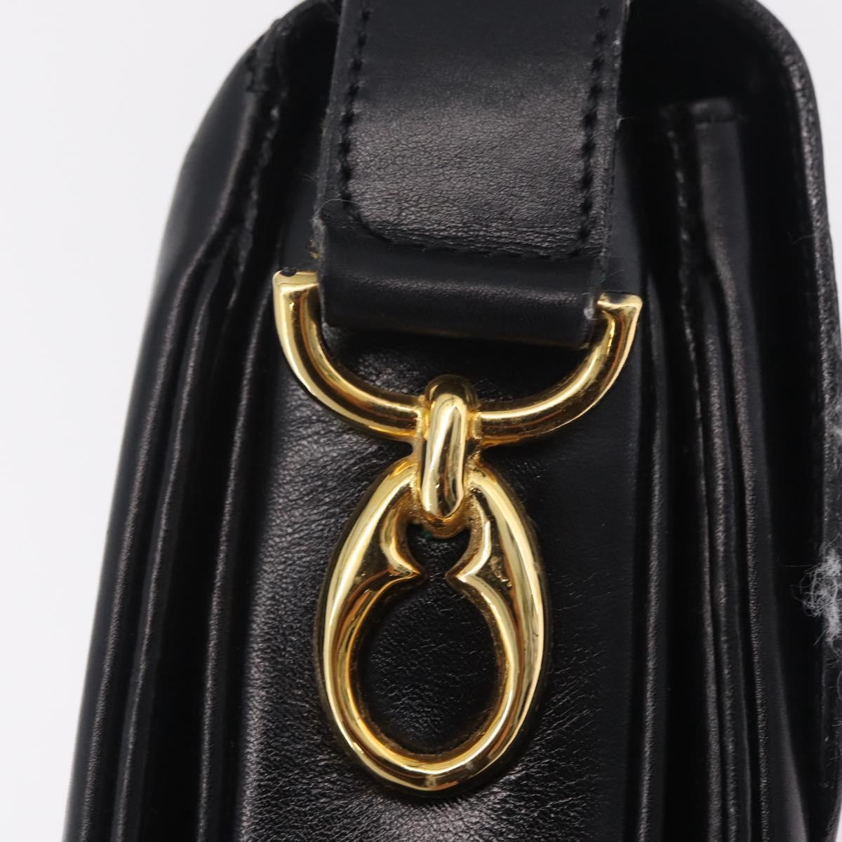 CELINE Shoulder Bag Leather Black Gold Auth ep16020A