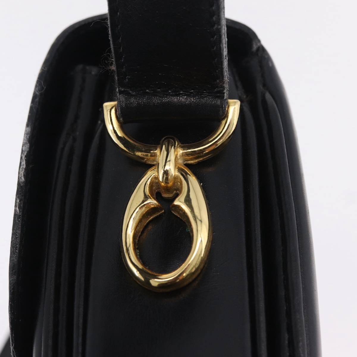 CELINE Shoulder Bag Leather Black Gold Auth ep16020A