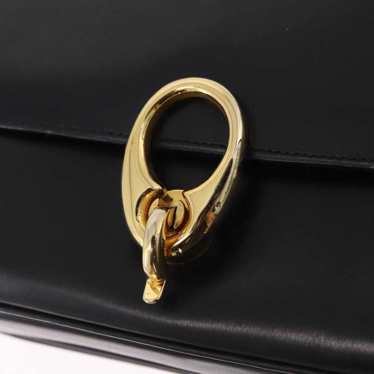 CELINE Shoulder Bag Leather Black Gold Auth ep16020A