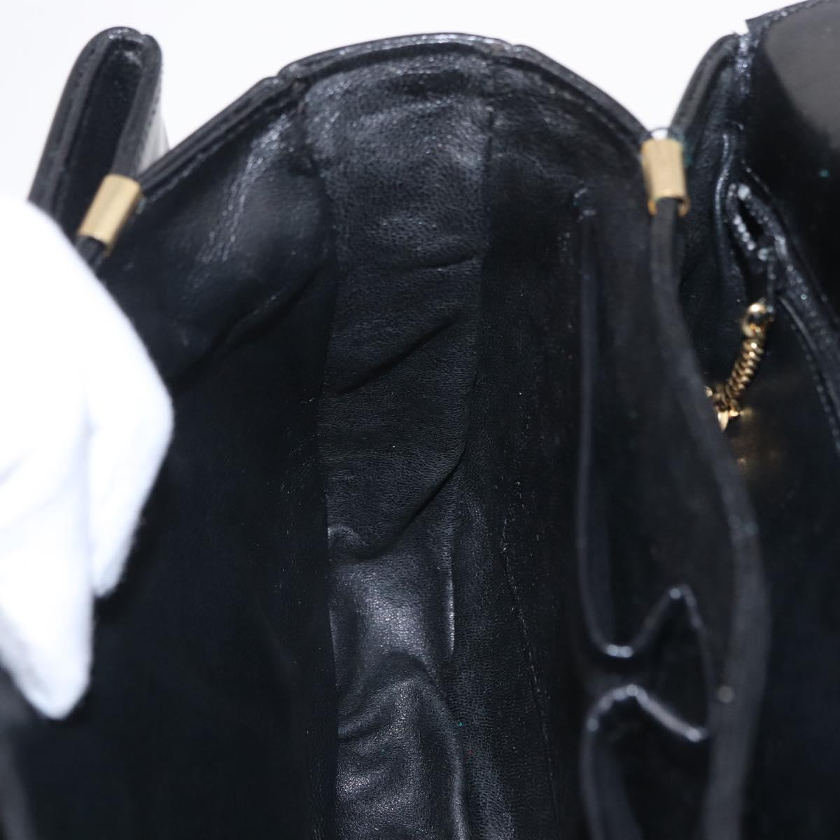 CELINE Shoulder Bag Leather Black Gold Auth ep16020A