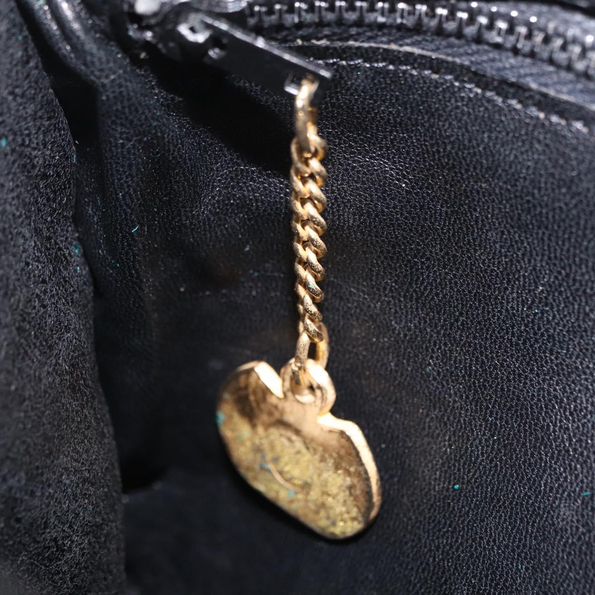 CELINE Shoulder Bag Leather Black Gold Auth ep16020A