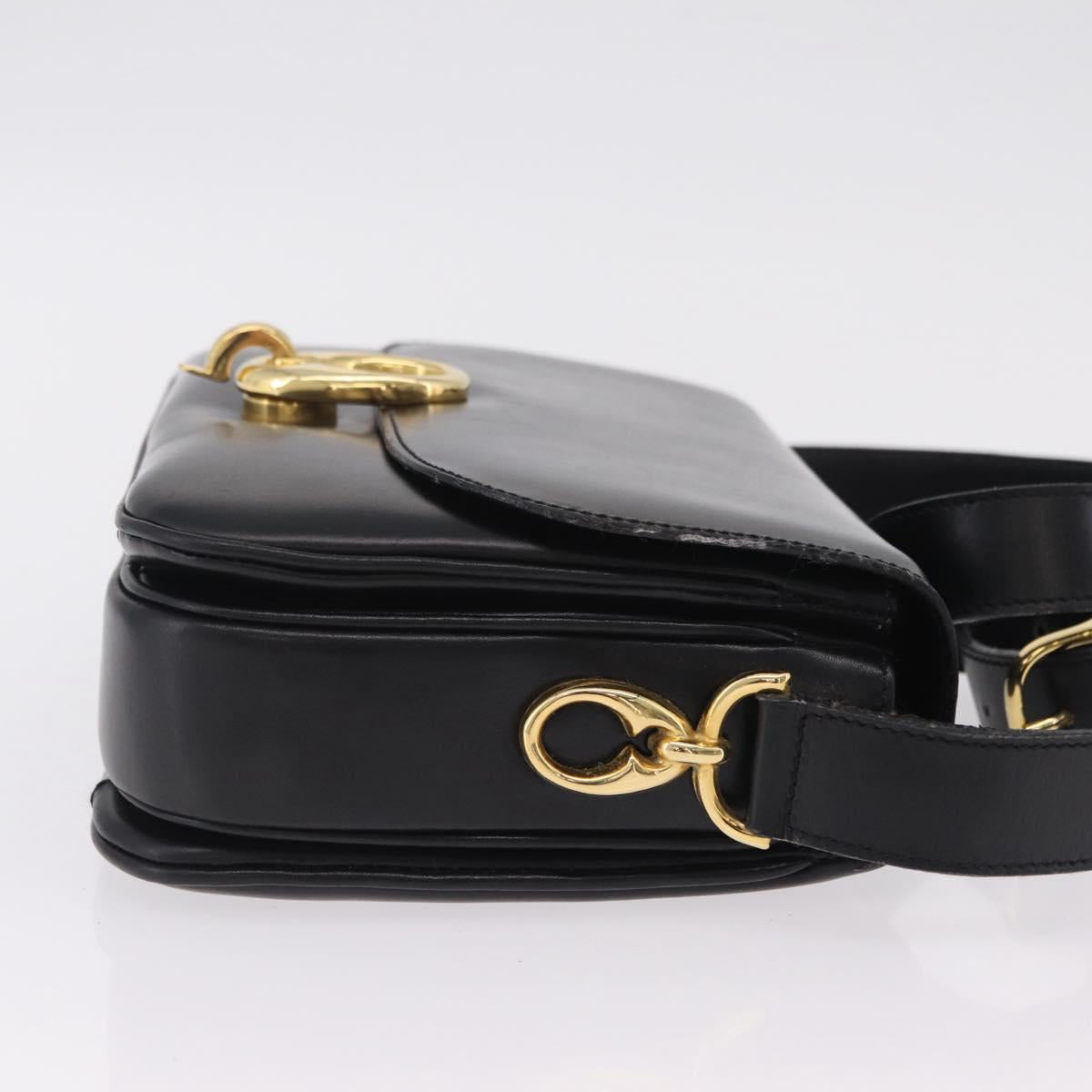 CELINE Shoulder Bag Leather Black Gold Auth ep16020A