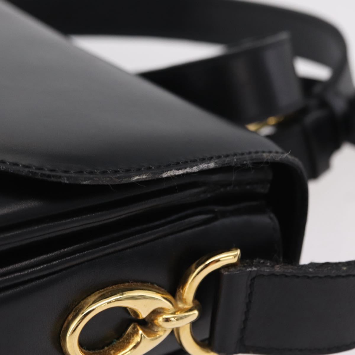 CELINE Shoulder Bag Leather Black Gold Auth ep16020A