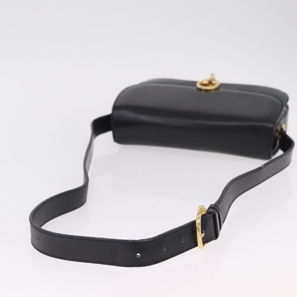 CELINE Shoulder Bag Leather Black Gold Auth ep16020A