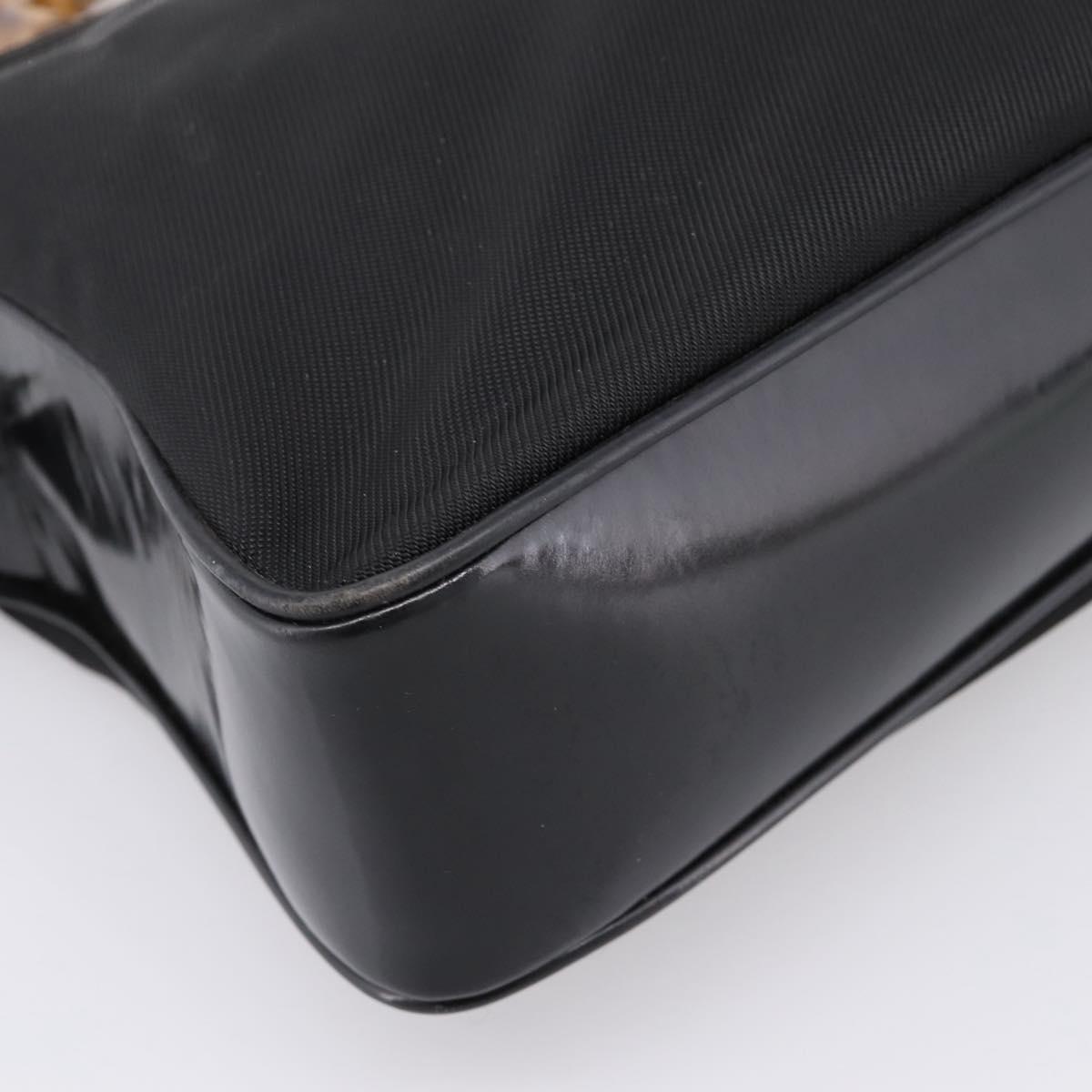 GUCCI Bamboo Hand Bag Nylon Black Silver 000 2040 0538 Auth ep16022