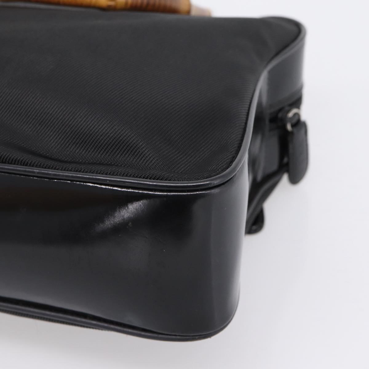 GUCCI Bamboo Hand Bag Nylon Black Silver 000 2040 0538 Auth ep16022