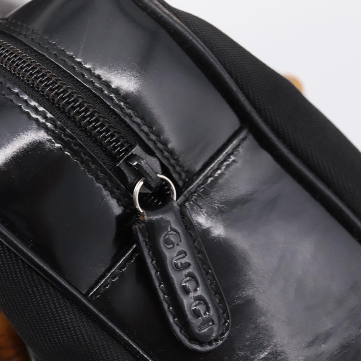 GUCCI Bamboo Hand Bag Nylon Black Silver 000 2040 0538 Auth ep16022