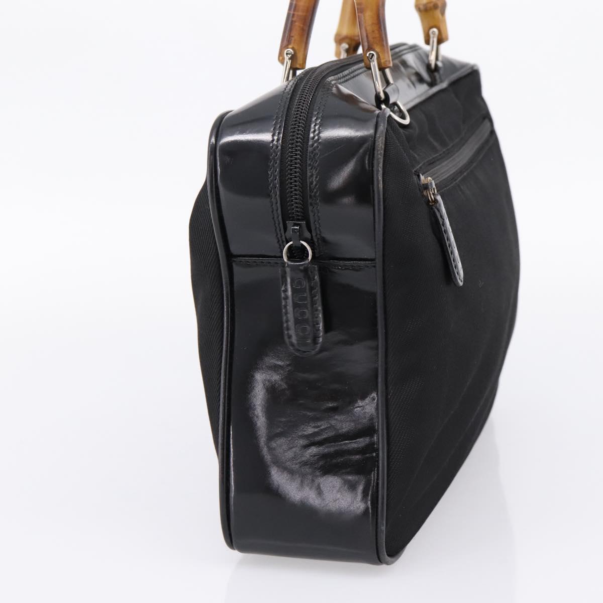 GUCCI Bamboo Hand Bag Nylon Black Silver 000 2040 0538 Auth ep16022