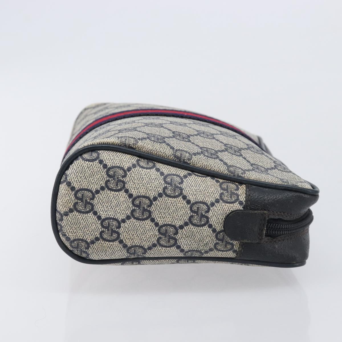 GUCCI GG Supreme Sherry Line Clutch Bag PVC Navy Gold 63 01 012 Auth ep16027