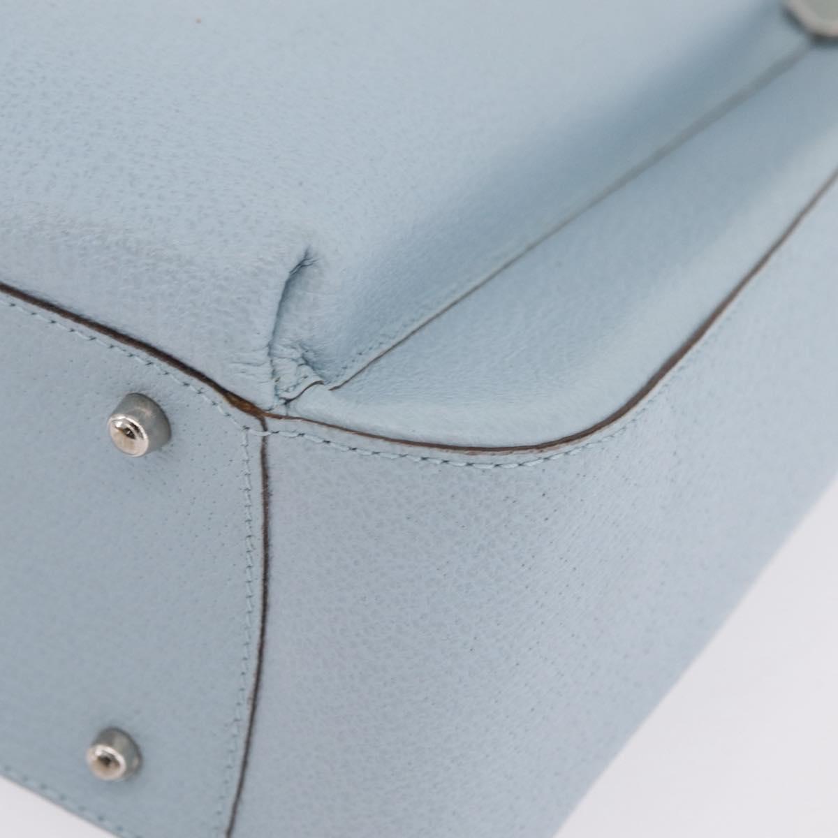GUCCI Hand Bag Leather Light Blue Silver Auth ep16029