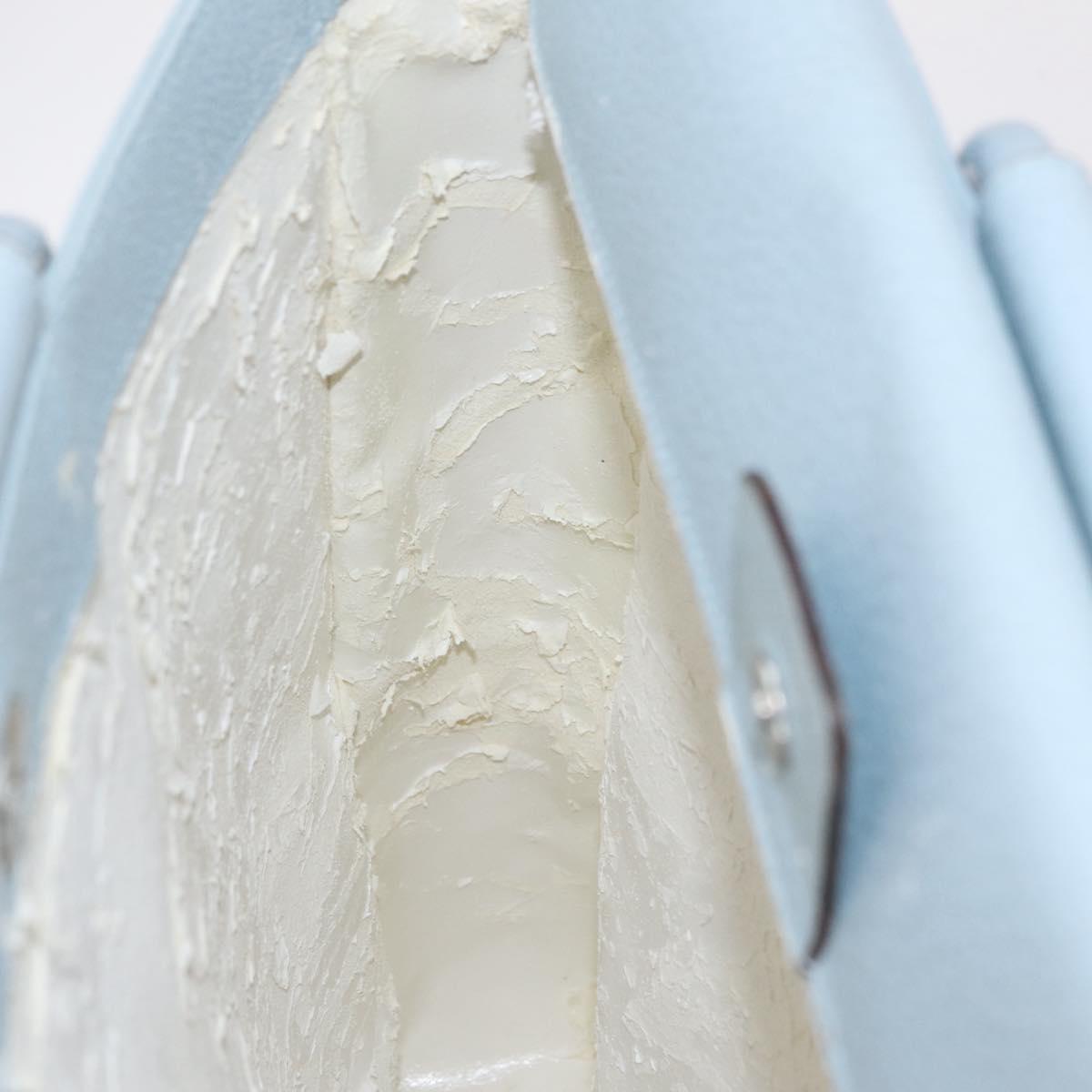 GUCCI Hand Bag Leather Light Blue Silver Auth ep16029