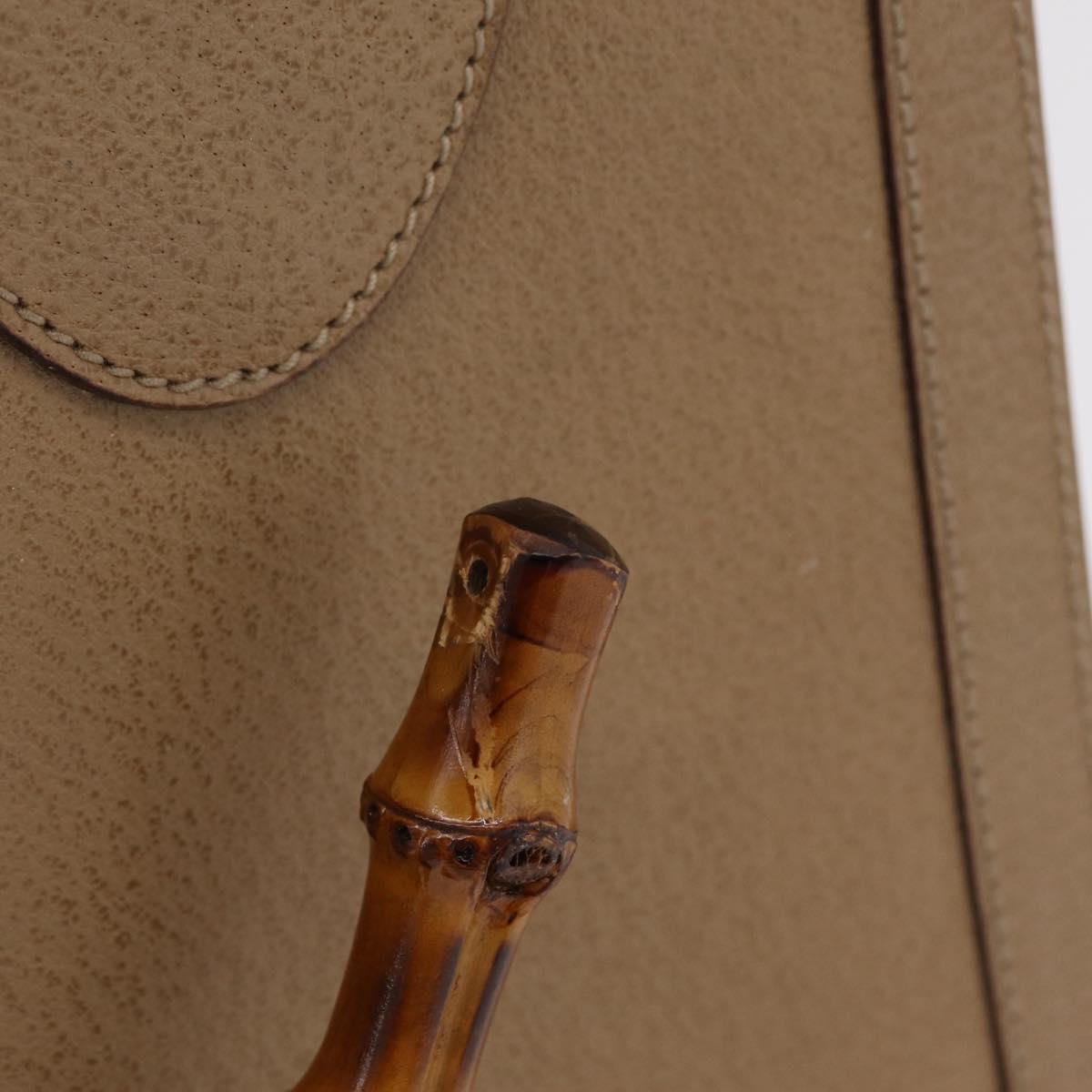 GUCCI Bamboo Hand Bag Leather Beige Gold 002 1186 0260 Auth ep16036