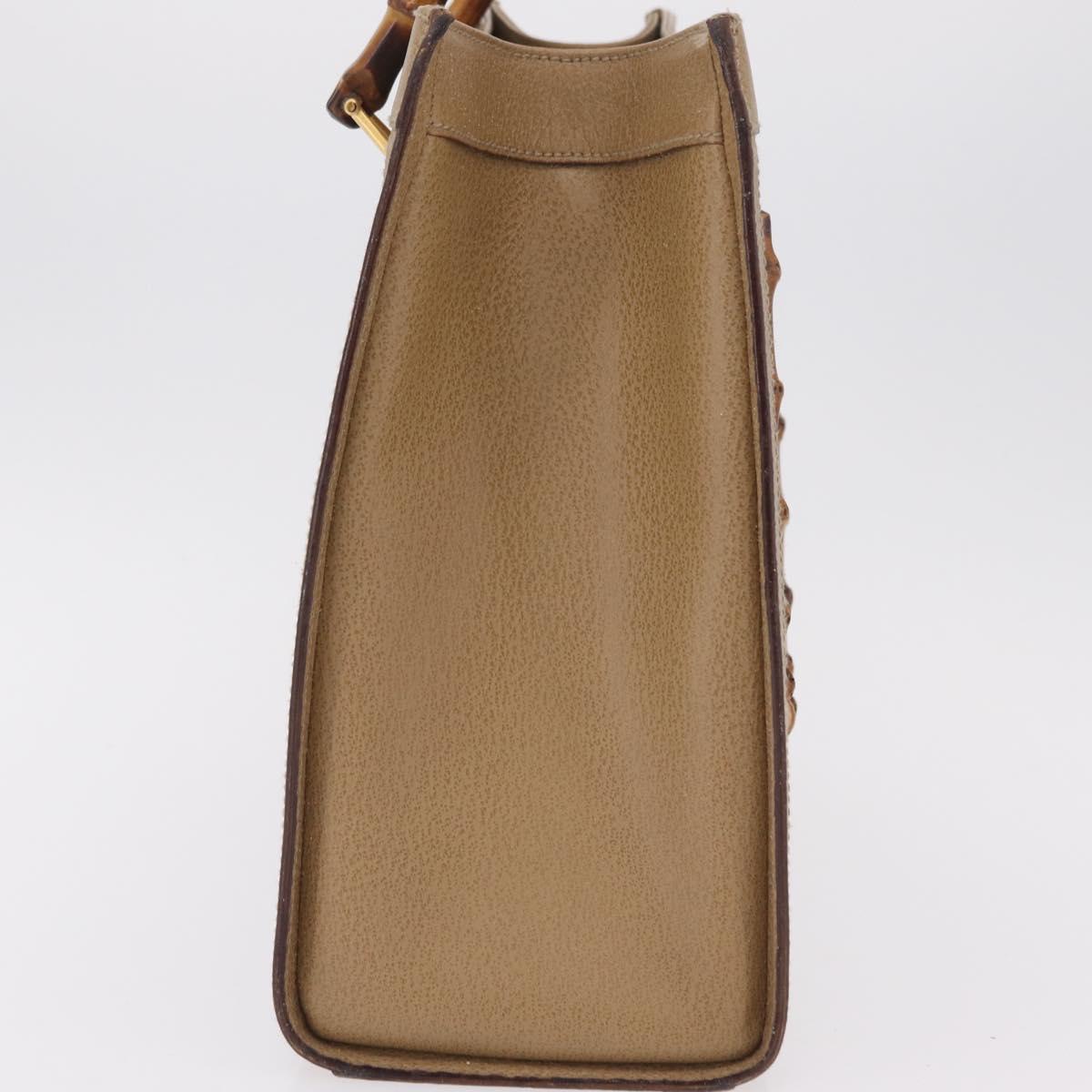GUCCI Bamboo Hand Bag Leather Beige Gold 002 1186 0260 Auth ep16036