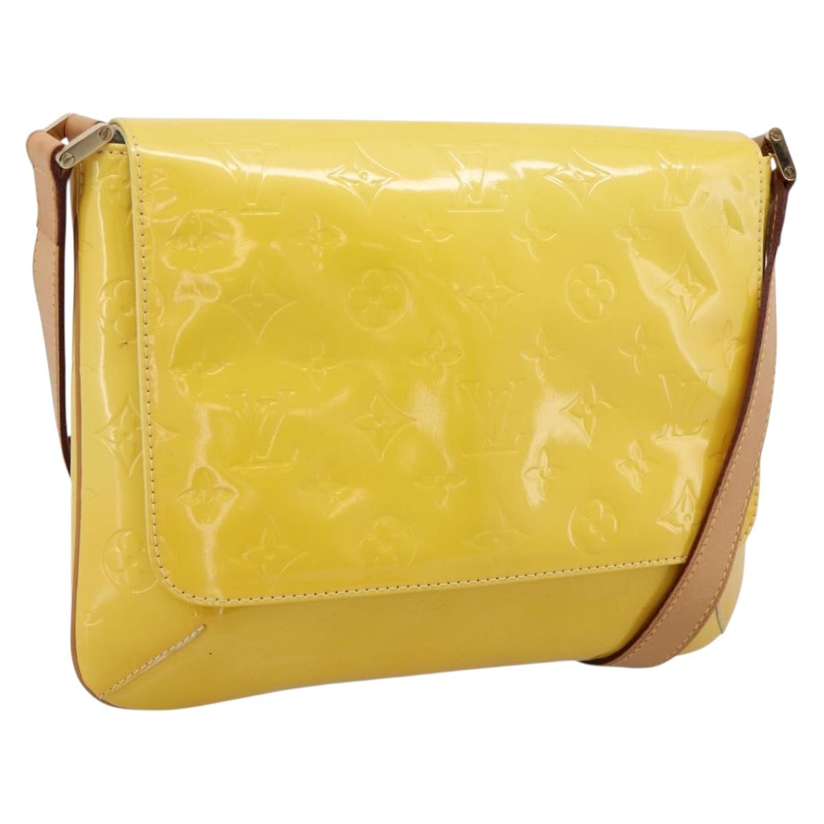 LOUIS VUITTON Vernis Thompson Street Bag Lime Yellow M91071 LV Auth ep16059