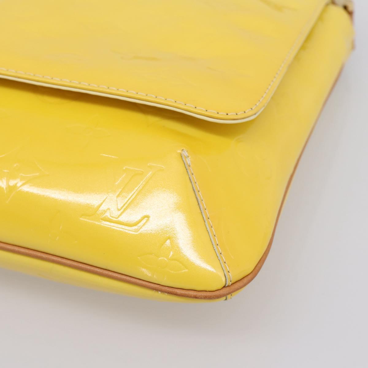 LOUIS VUITTON Vernis Thompson Street Bag Lime Yellow M91071 LV Auth ep16059