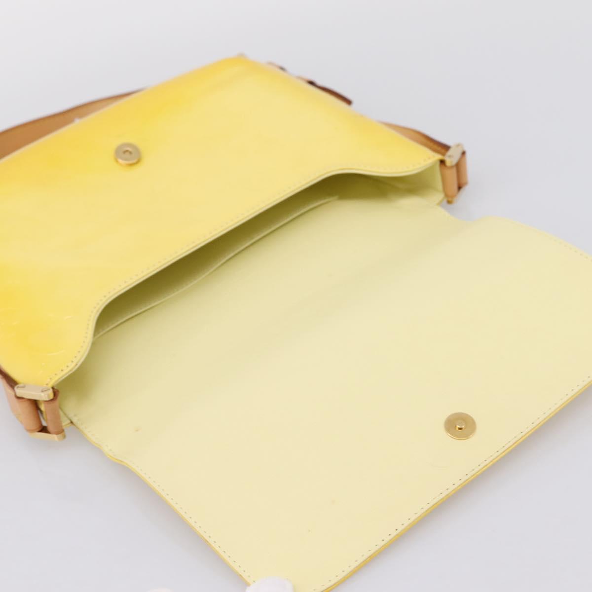 LOUIS VUITTON Vernis Thompson Street Bag Lime Yellow M91071 LV Auth ep16059