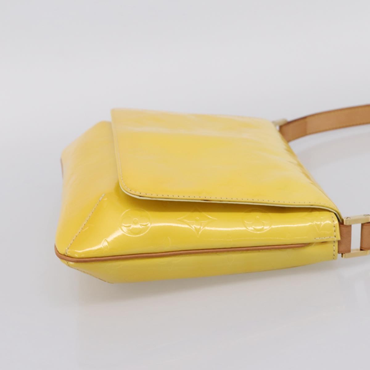 LOUIS VUITTON Vernis Thompson Street Bag Lime Yellow M91071 LV Auth ep16059