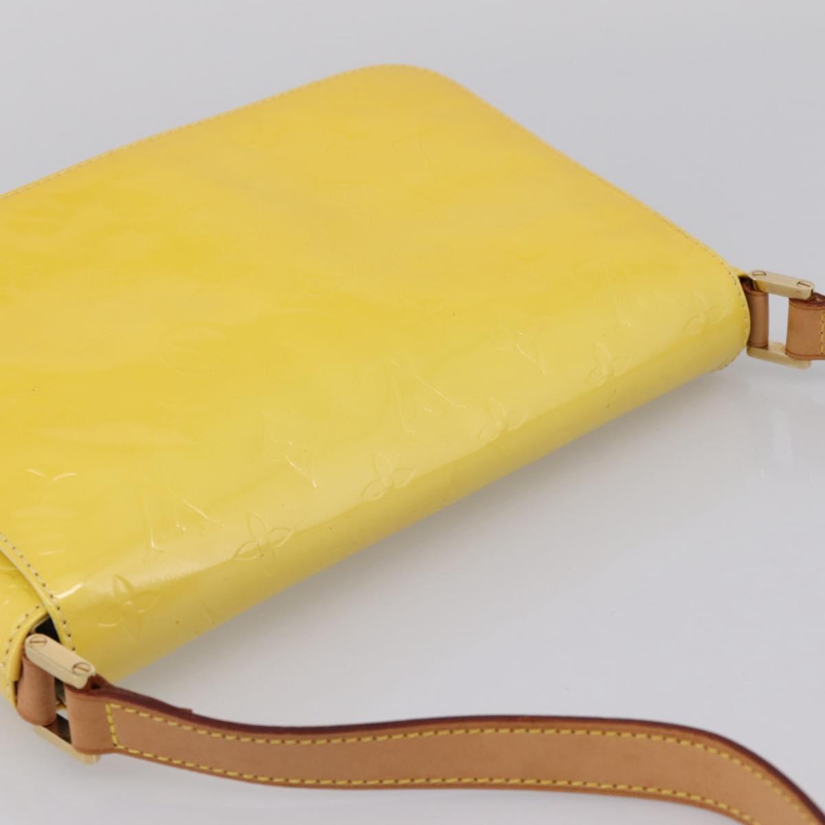 LOUIS VUITTON Vernis Thompson Street Bag Lime Yellow M91071 LV Auth ep16059