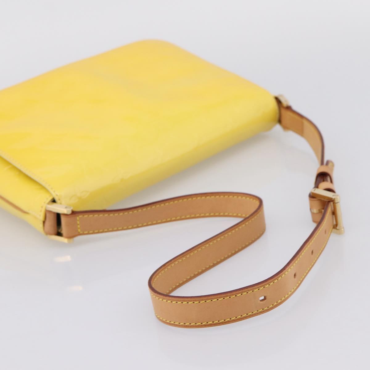 LOUIS VUITTON Vernis Thompson Street Bag Lime Yellow M91071 LV Auth ep16059