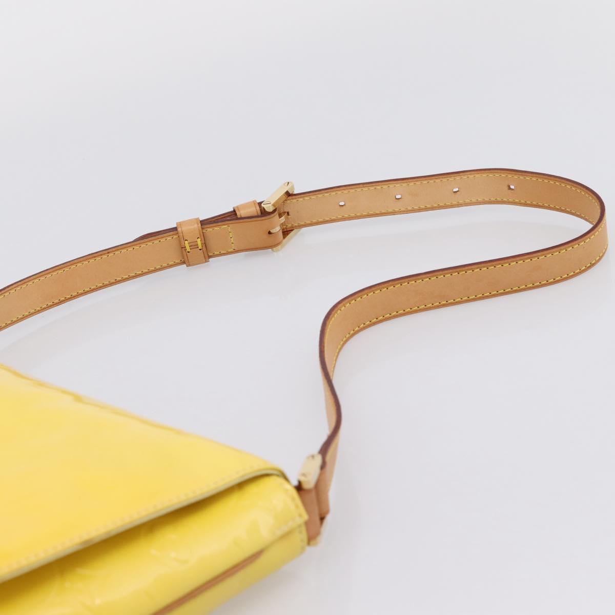 LOUIS VUITTON Vernis Thompson Street Bag Lime Yellow M91071 LV Auth ep16059