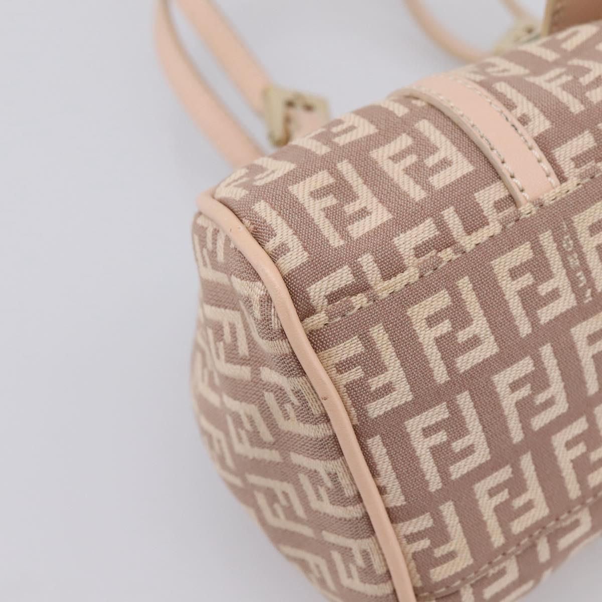 FENDI Zucchino Canvas Hand Bag Beige Gold 8BR437 Auth ep16060A