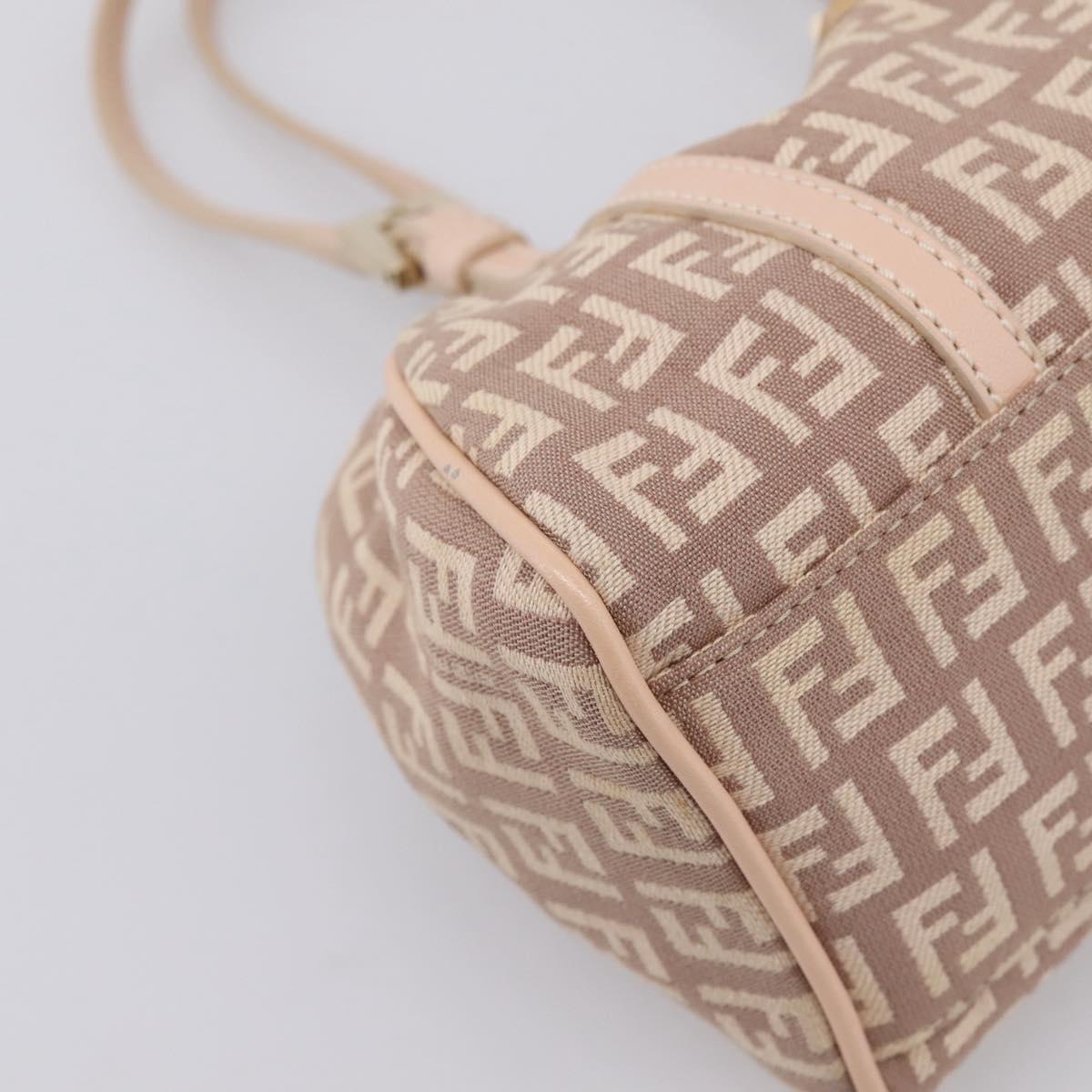 FENDI Zucchino Canvas Hand Bag Beige Gold 8BR437 Auth ep16060A