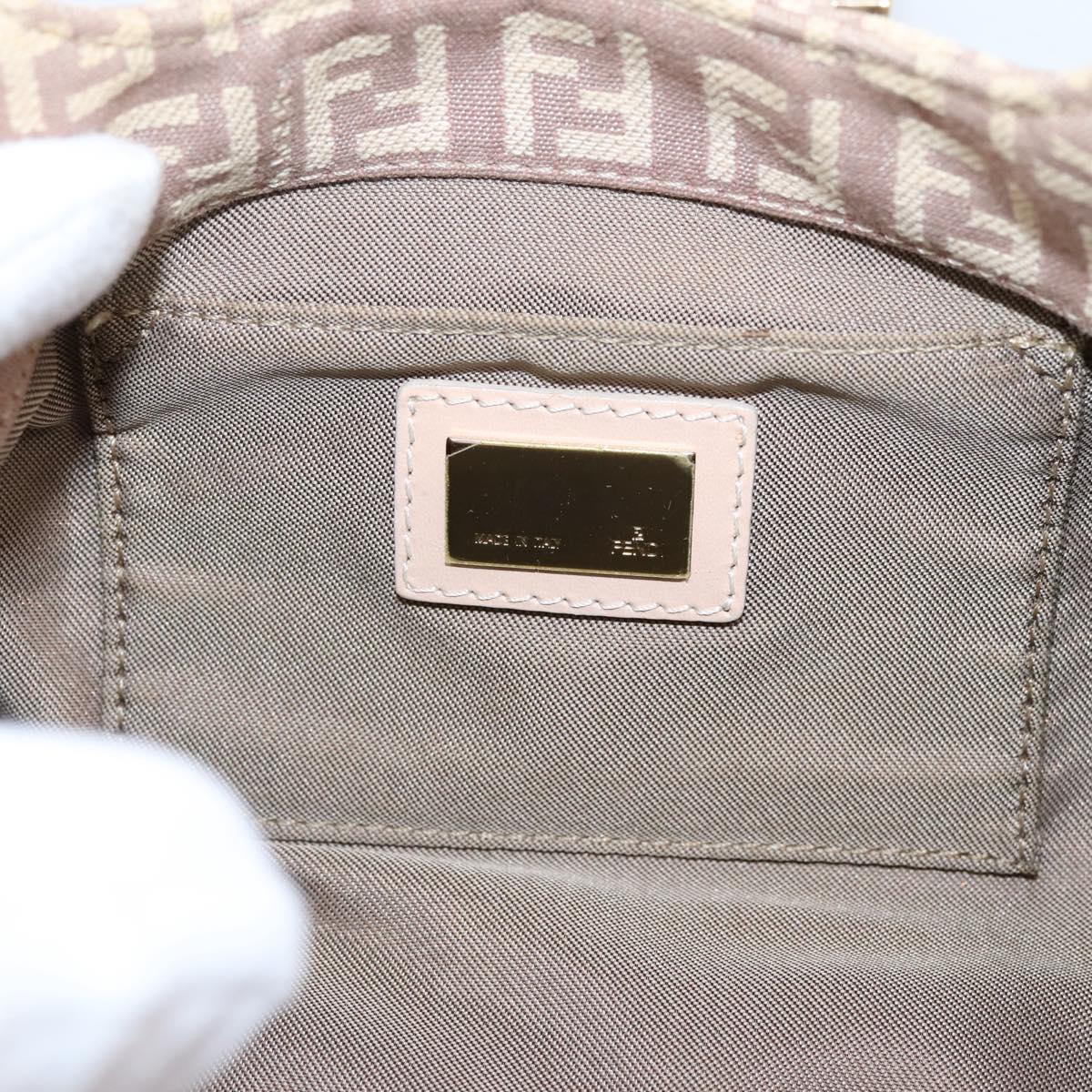 FENDI Zucchino Canvas Hand Bag Beige Gold 8BR437 Auth ep16060A