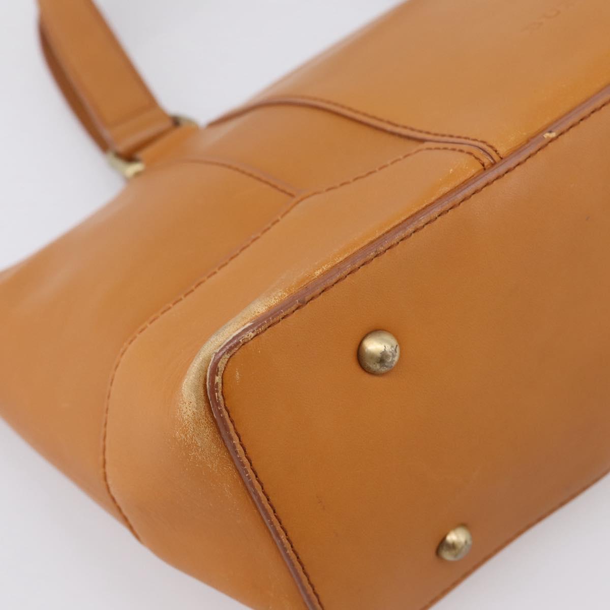 BURBERRY Hand Bag Leather Brown Gold Auth ep16062