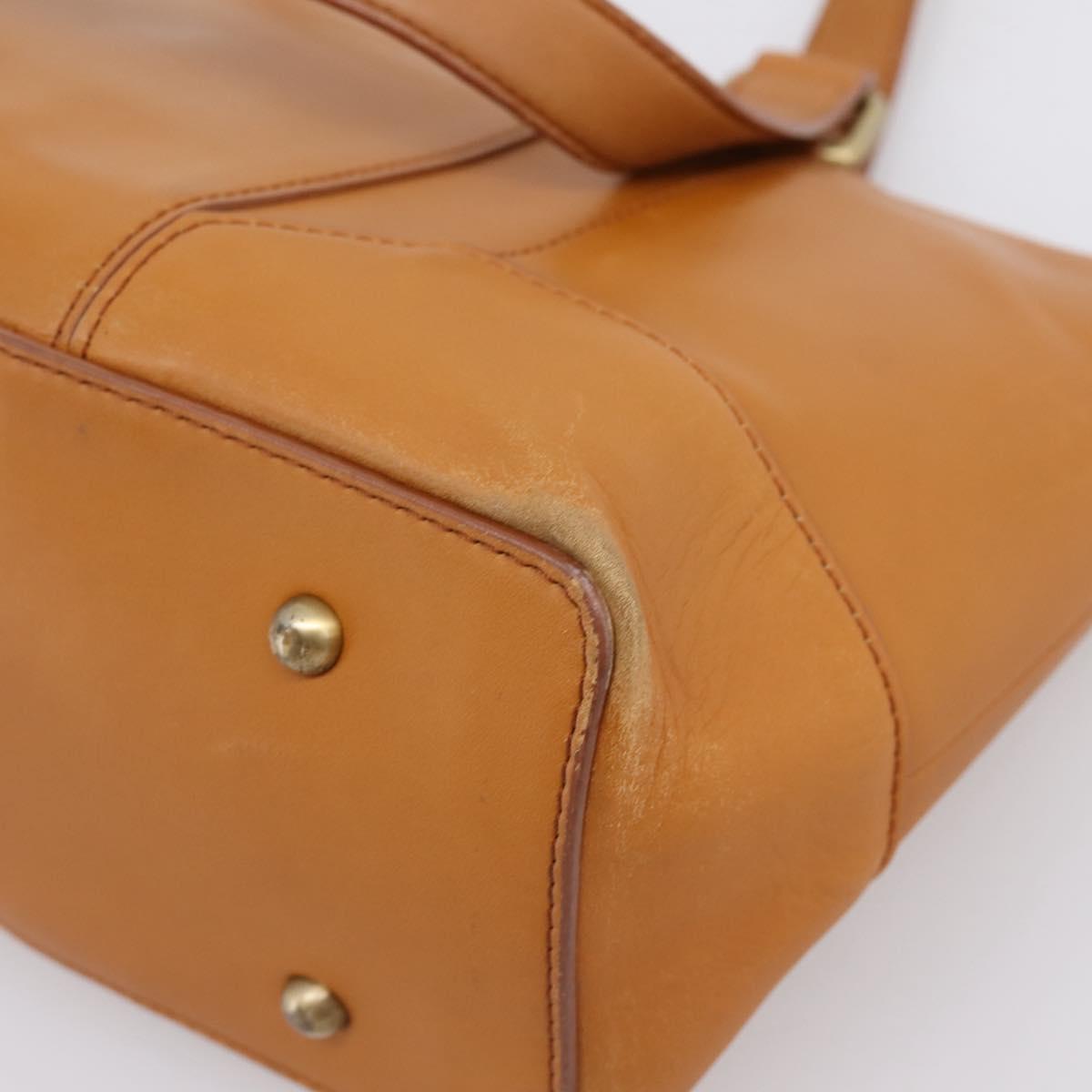 BURBERRY Hand Bag Leather Brown Gold Auth ep16062