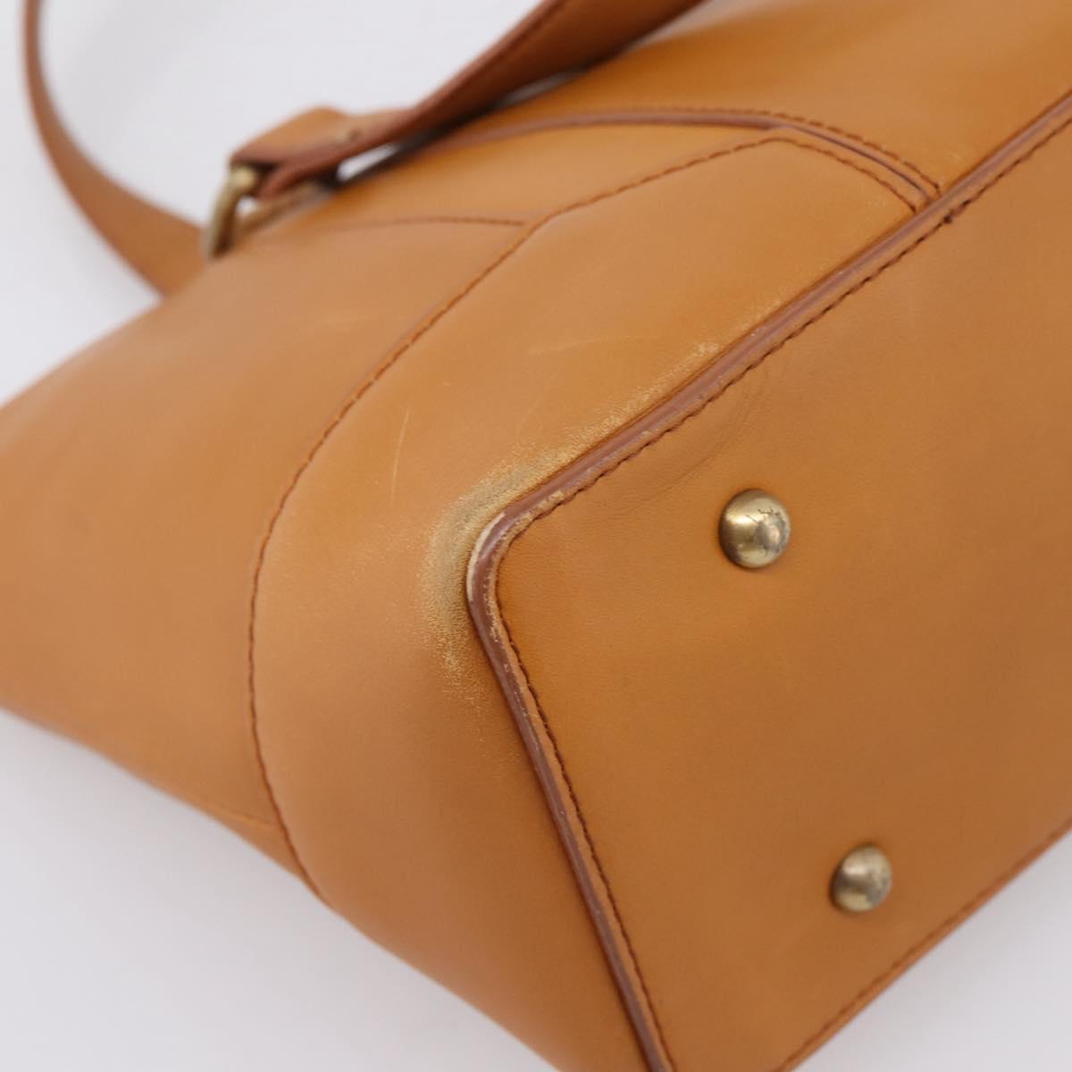 BURBERRY Hand Bag Leather Brown Gold Auth ep16062