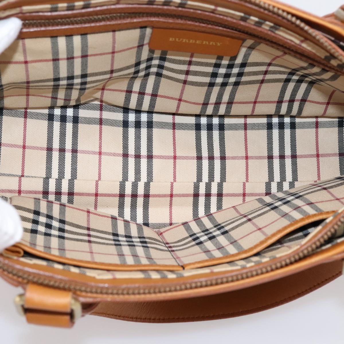 BURBERRY Hand Bag Leather Brown Gold Auth ep16062