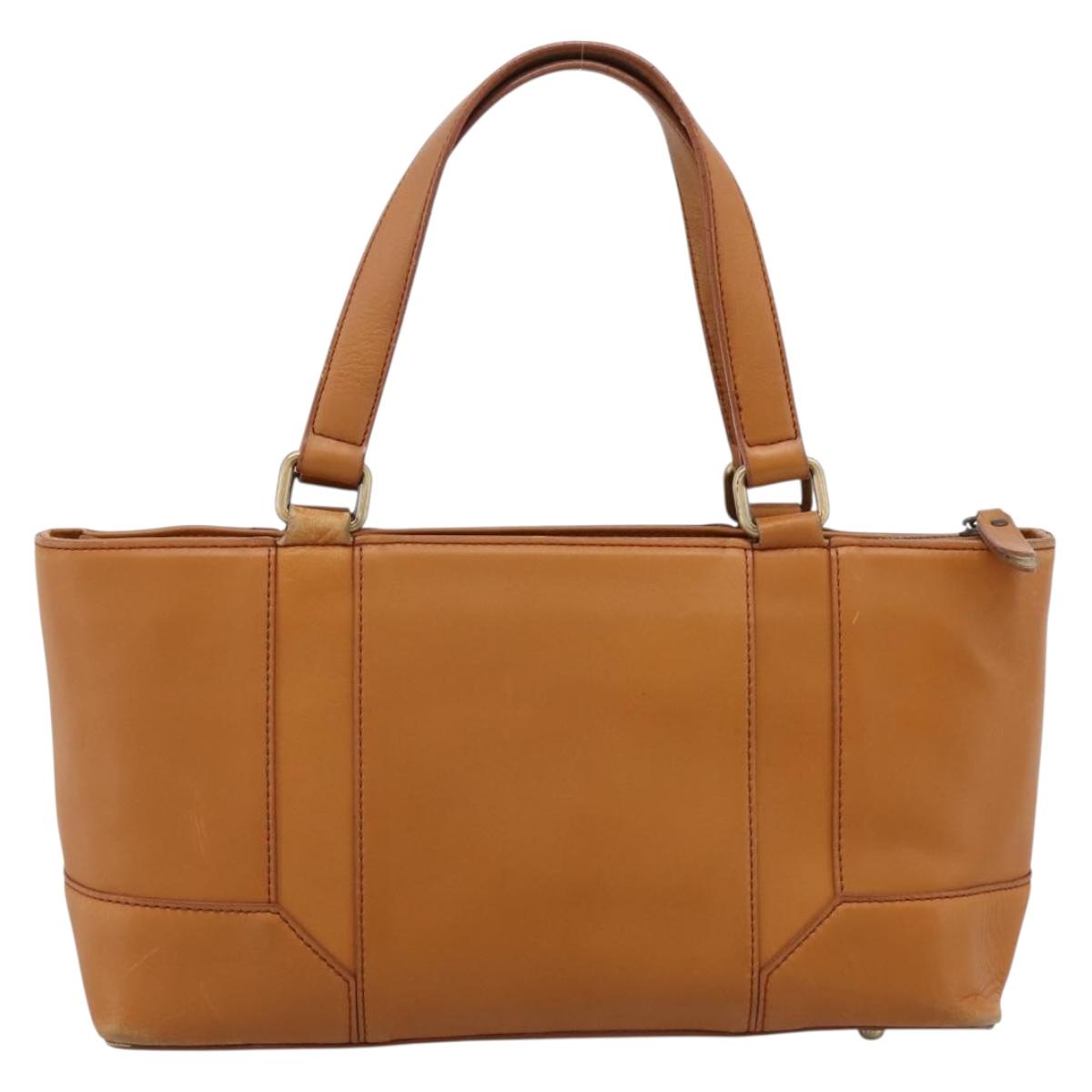 BURBERRY Hand Bag Leather Brown Gold Auth ep16062