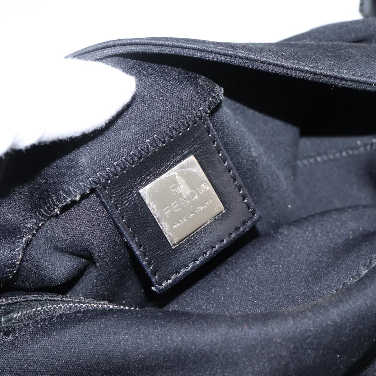 FENDI Mamma Baguette Shoulder Bag Cotton Jersey Black Silver 26424 Auth ep16064A