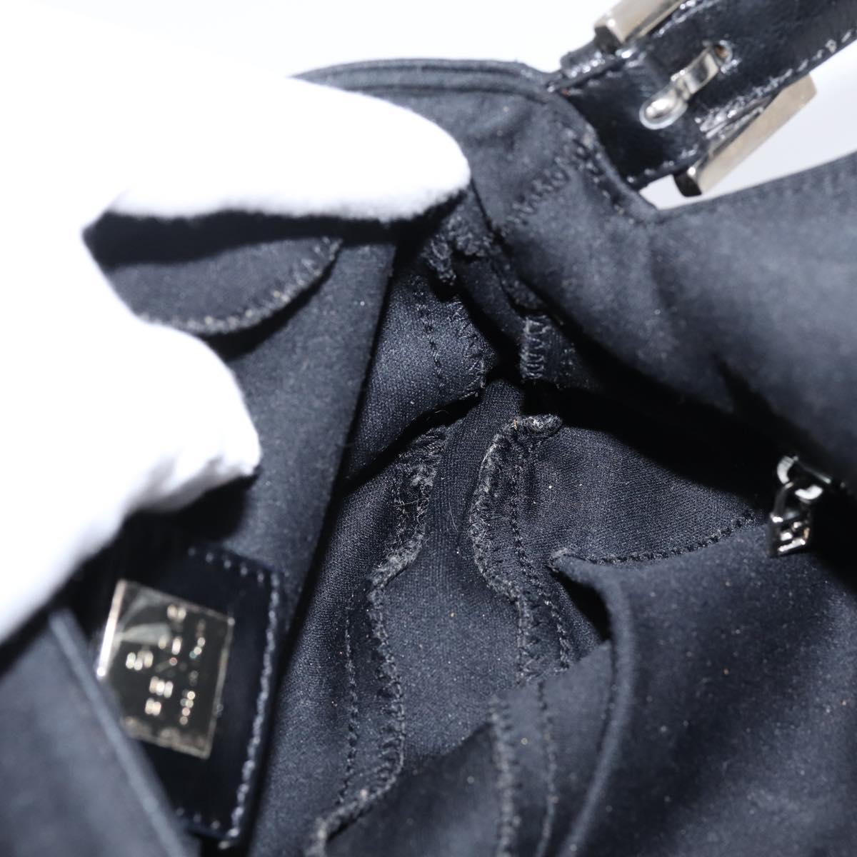 FENDI Mamma Baguette Shoulder Bag Cotton Jersey Black Silver 26424 Auth ep16064A