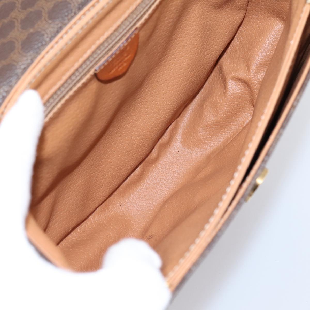 CELINE Macadam Canvas Shoulder Bag PVC Leather Brown Gold Auth ep16065