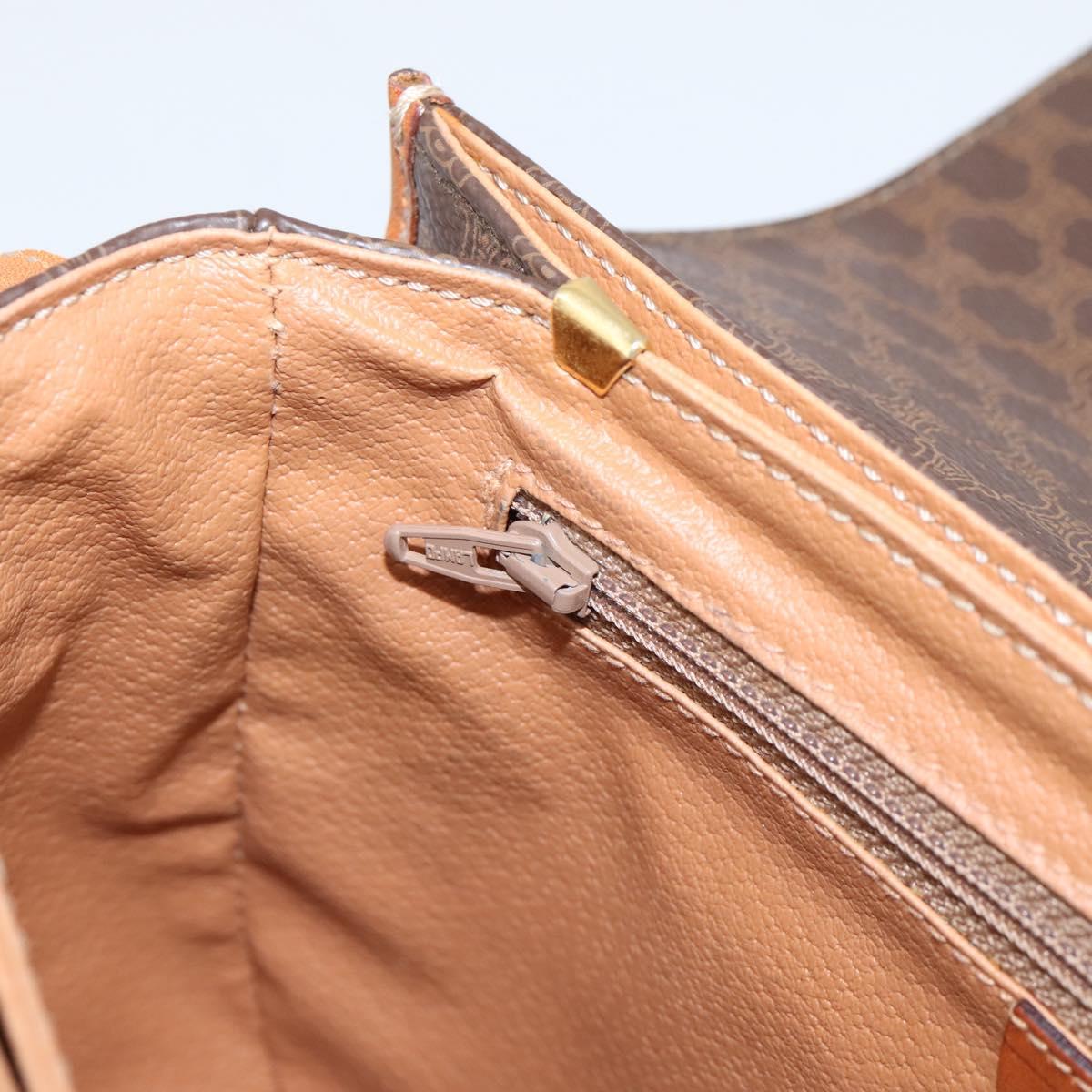CELINE Macadam Canvas Shoulder Bag PVC Leather Brown Gold Auth ep16065