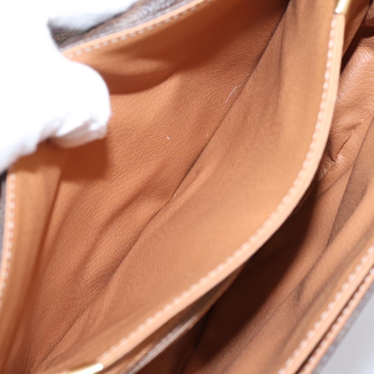 CELINE Macadam Canvas Shoulder Bag PVC Leather Brown Gold Auth ep16065