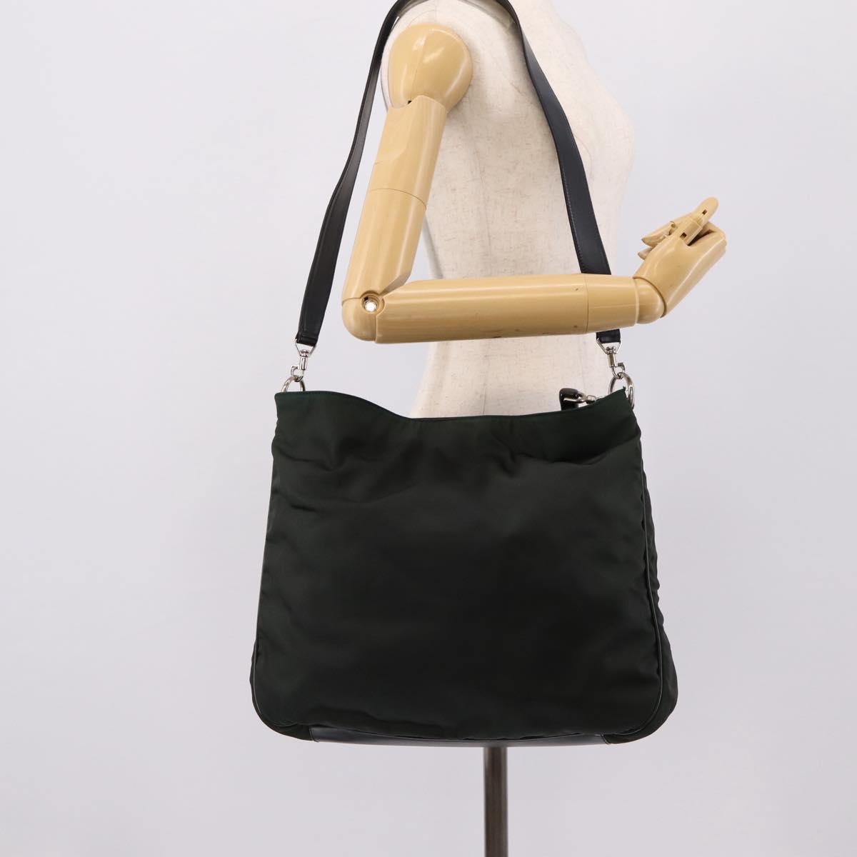 GUCCI Bamboo Hand Bag Nylon 2way Outlet Green Silver 001 1577 Auth ep16071