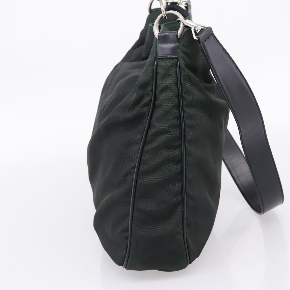 GUCCI Bamboo Hand Bag Nylon 2way Outlet Green Silver 001 1577 Auth ep16071