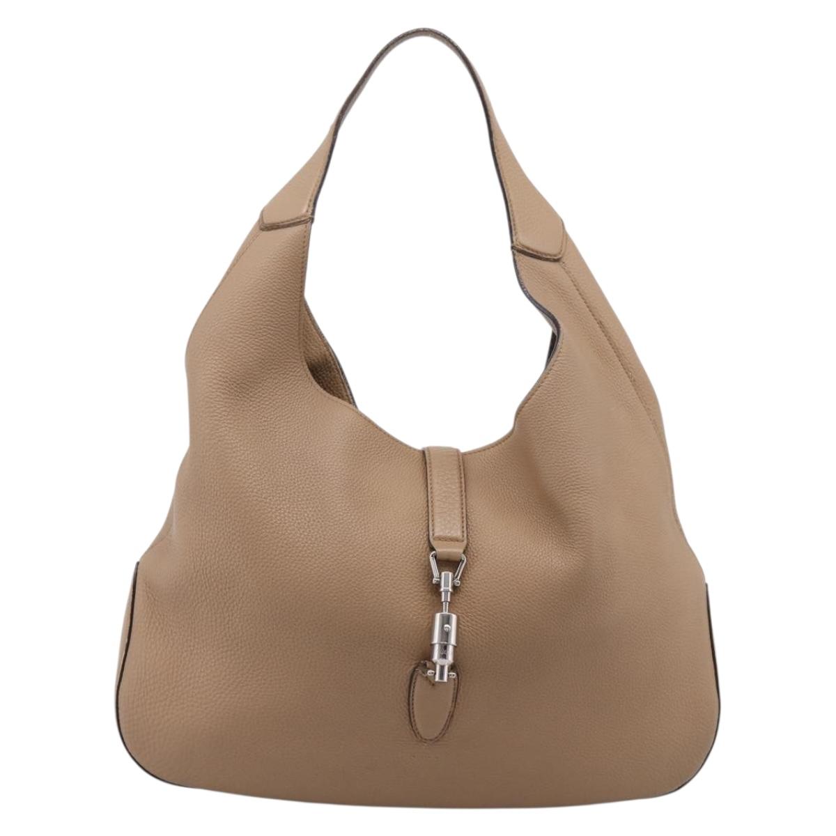 GUCCI Jackie Shoulder Bag Leather Beige Silver 362968 Auth ep16073V